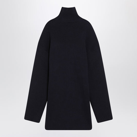 Balenciaga Pinched navy mini dress in wool and cotton