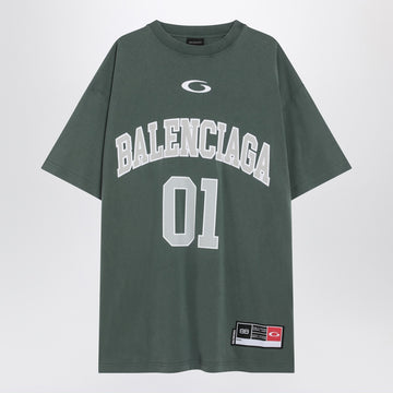 Balenciaga Dark green/light grey oversized basketball T-shirt
