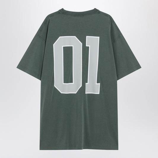 Balenciaga Dark green/light grey oversized basketball T-shirt