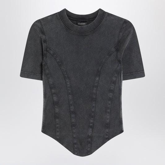 Balenciaga Washed black corset-style T-shirt