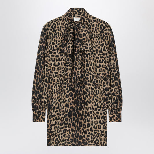 Saint Laurent Leopard-print silk mini dress
