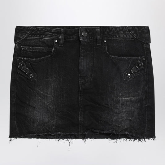 Balenciaga Washed black City mini denim skirt
