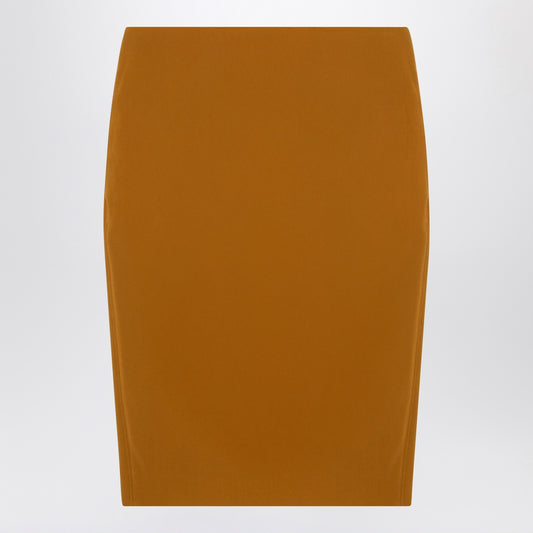 Saint Laurent Ochre yellow satin pencil skirt