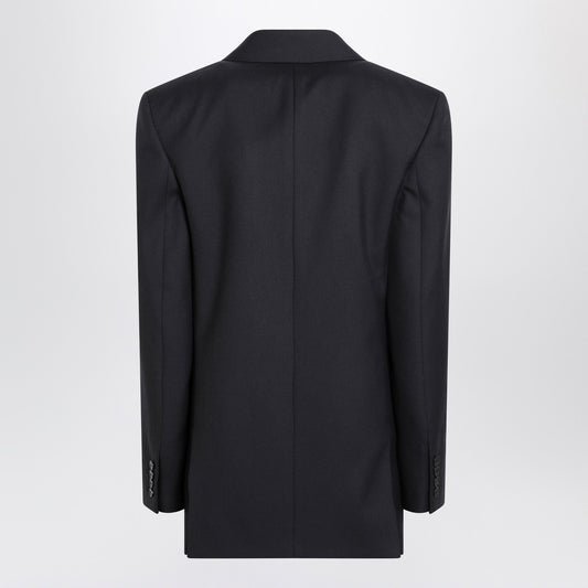 Saint Laurent Long navy blue wool gabardine coat