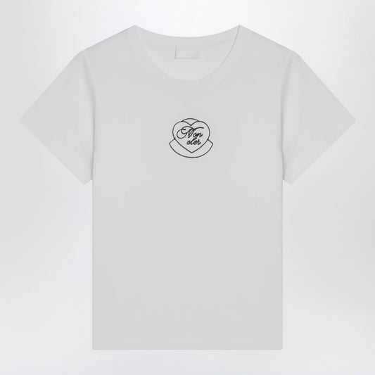 Moncler White cotton T-shirt with embroidered heart