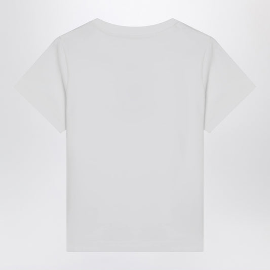 Moncler White cotton T-shirt with embroidered heart