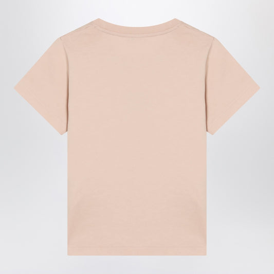 Moncler Pink cotton T-shirt with embroidered heart