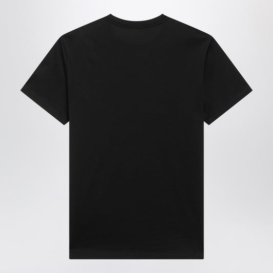 Moncler Black crewneck T-shirt with multipatches