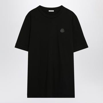 Moncler Black cotton T-shirt with logo patch