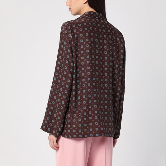 Moschino Brown silk patterned shirt