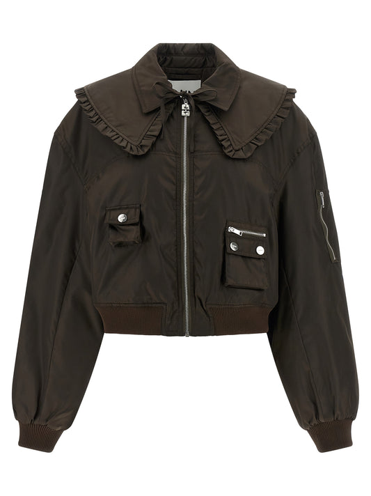Ganni Duchesse Nylon Bomber Jacket