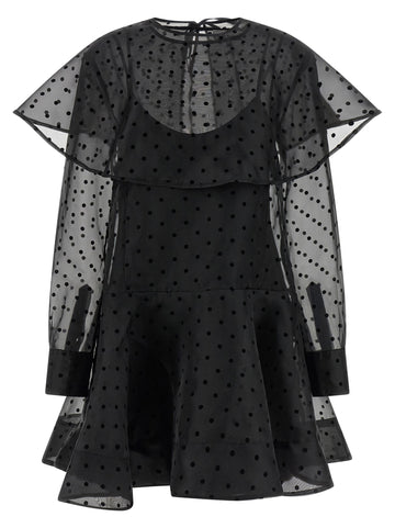 Ganni Black Organza Circle Collar Dress