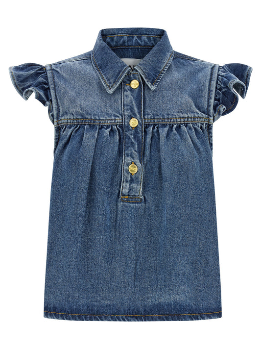 Ganni Denim Ruffle Top