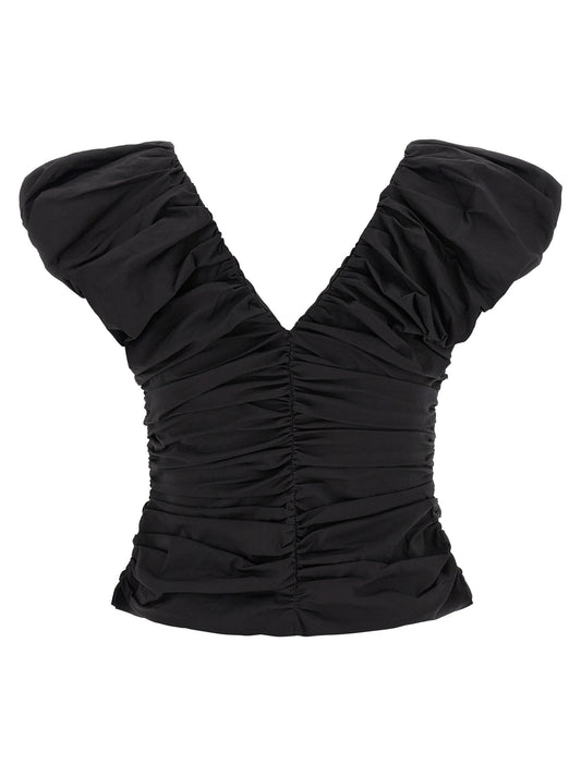 Ganni Black Ruched Top