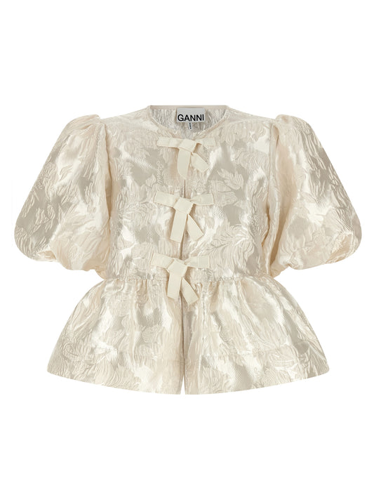 Ganni Satin Peplum Blouse