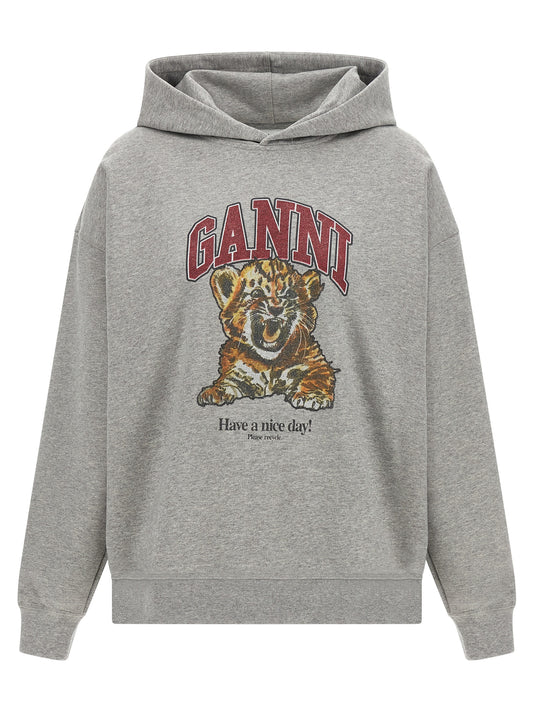 Ganni Grey Tiger Hoodie