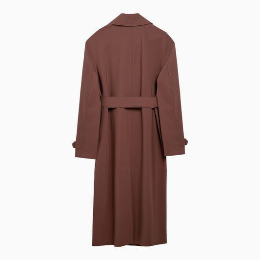 Harris Wharf London Trench-coat marron à double boutonnage avec ceinture