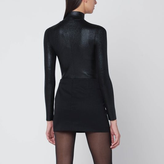 Diesel Black ribbed shiny M-Valari top