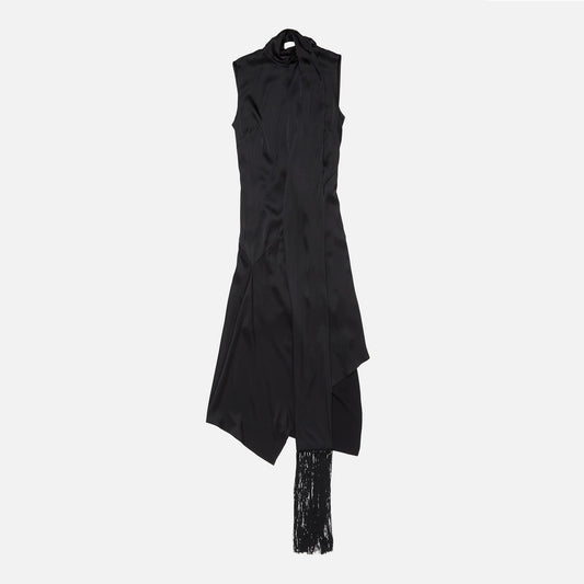 Acne Studios Black satin dress with scarf