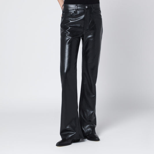 AGOLDE Black faux leather trousers Mid Rise Kick Boot