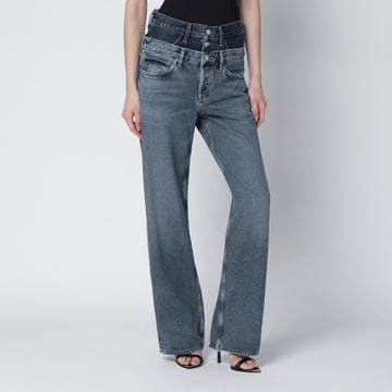 AGOLDE Elson jeans with double waistband in dark/light indigo