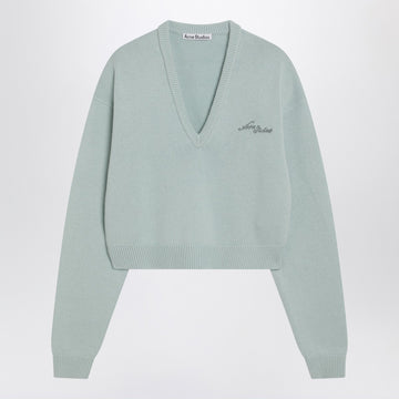 Acne Studios Faded mint wool v-neck sweater