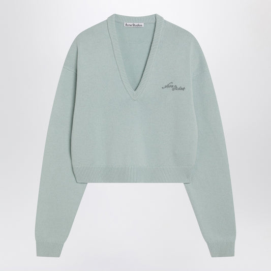 Acne Studios Faded mint wool v-neck sweater