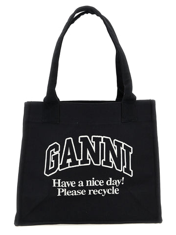 Ganni Large Easy Shopper Contrasted Logo Shopping Bag