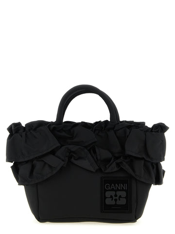 Ganni Mini Shopper Ruffle Handbag