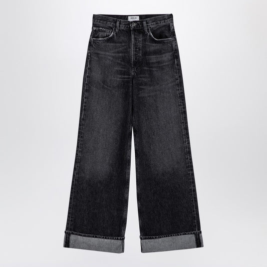 AGOLDE Dame dark grey wide ribbed denim jeans