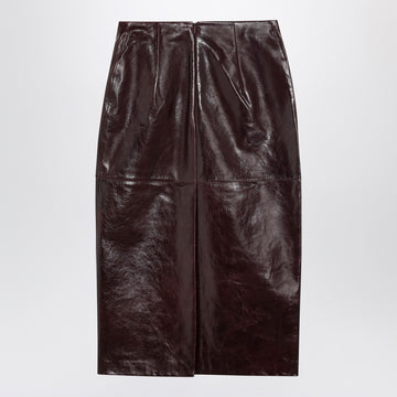 Sportmax Burgundy leather pencil skirt