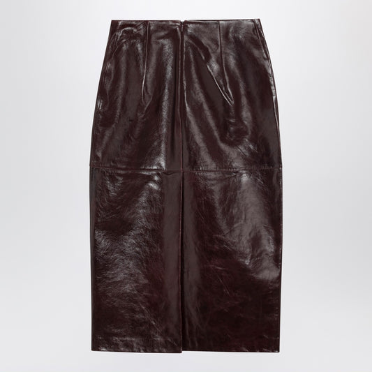 Sportmax Burgundy leather pencil skirt