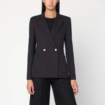 Harris Wharf London Brown and blue check double-breasted wool jacket