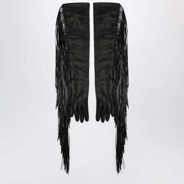 Sportmax Long black gloves with fringes