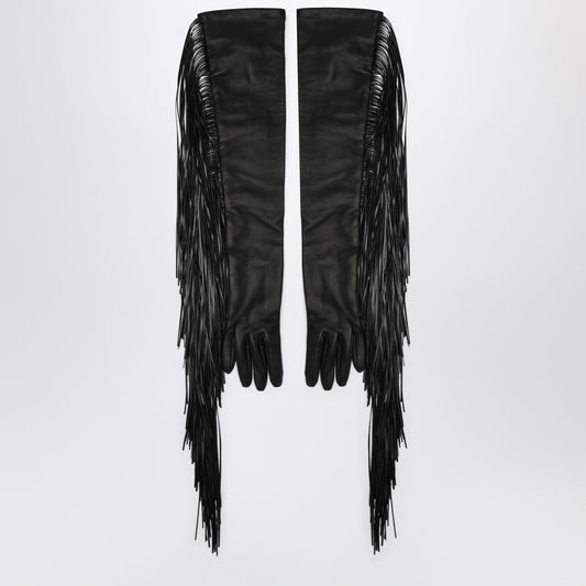 Sportmax Long black gloves with fringes