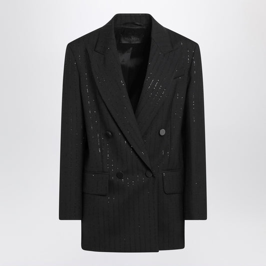 Max Mara Pianoforte Black double-breasted sequin wool blazer