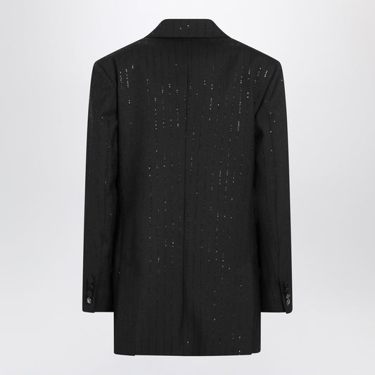 Max Mara Pianoforte Black double-breasted sequin wool blazer