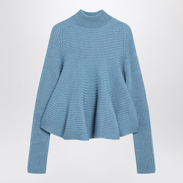 Sportmax Baby-doll blue knit top in wool