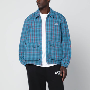 Awake NY Blue zip-up overshirt with logo