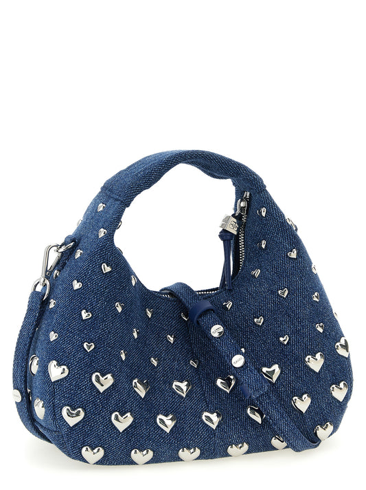 Ganni Denim Stud Mini Hobo Handbag