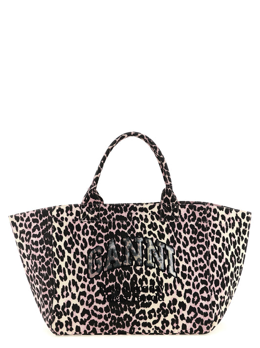 Ganni Leopard Sequin Xxl Tote Shopping Bag