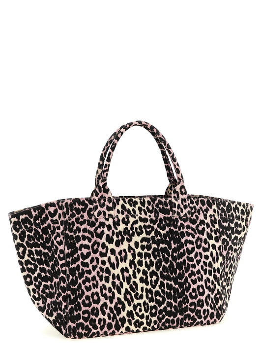 Ganni Leopard Sequin Xxl Tote Shopping Bag
