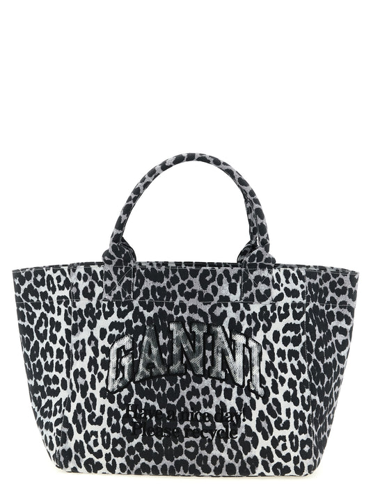 Ganni Leopard Medium Tote Shopping Bag