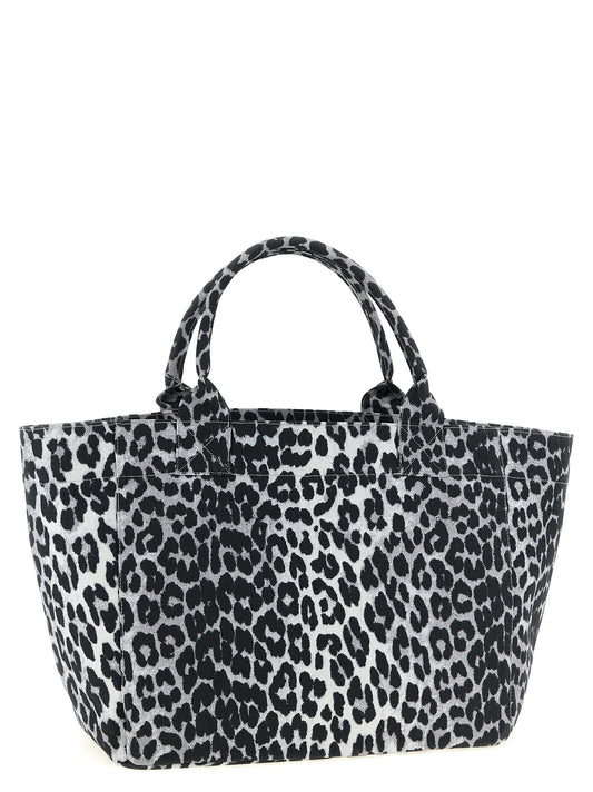Ganni Leopard Medium Tote Shopping Bag
