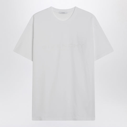 Givenchy White cotton and silk T-shirt with jacquard logo