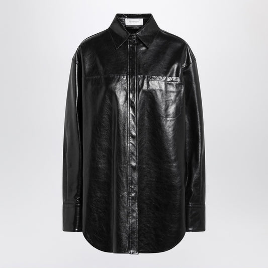 Sportmax Black leather shirt jacket