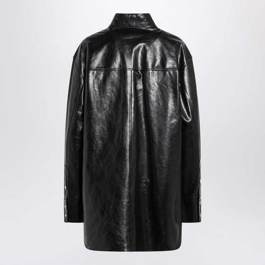 Sportmax Black leather shirt jacket