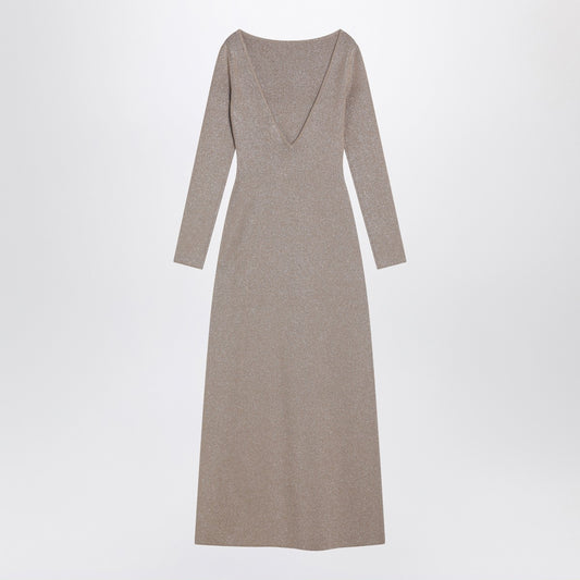Max Mara Pianoforte Beige dress in viscose and lurex yarn