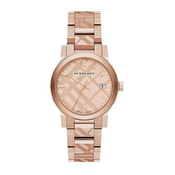Burberry Unisex Watch The City 38mm Engraved Check Watch BU9039