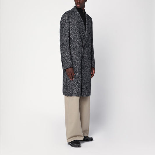 Tagliatore Black/beige houndstooth double-breasted coat